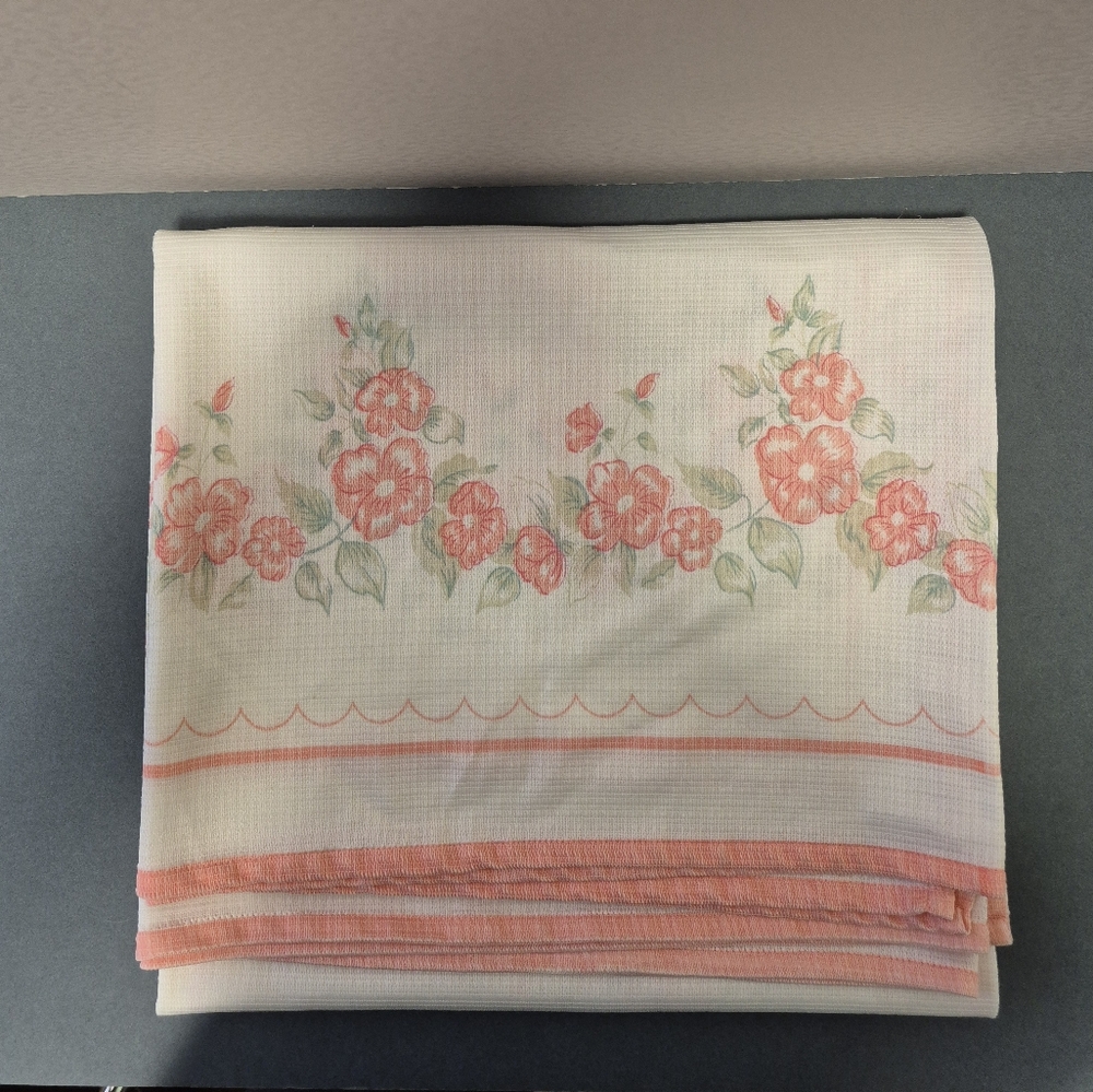 Floral Print Tablecloth with Pink Accents & Trim - Cottagecore - Garden Tea